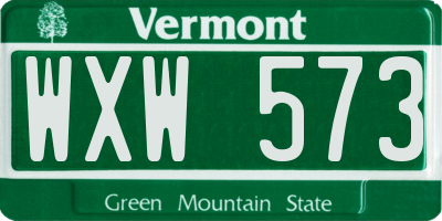 VT license plate WXW573