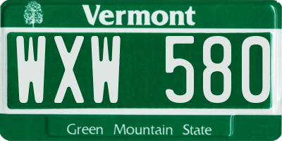 VT license plate WXW580