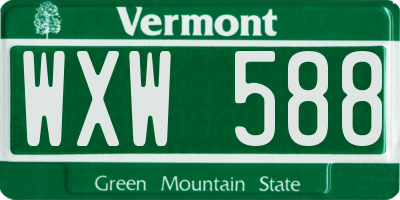 VT license plate WXW588