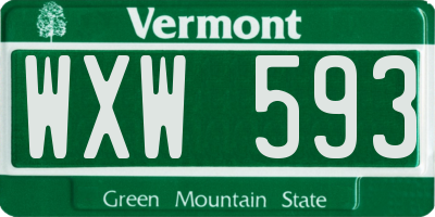VT license plate WXW593