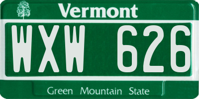 VT license plate WXW626
