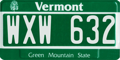 VT license plate WXW632