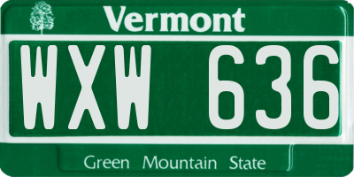 VT license plate WXW636