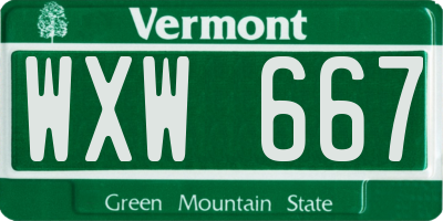 VT license plate WXW667