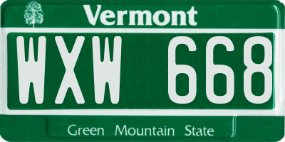 VT license plate WXW668
