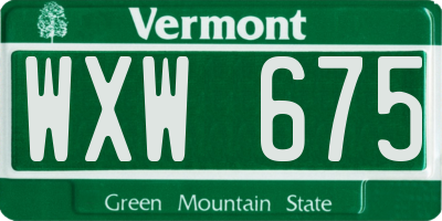 VT license plate WXW675
