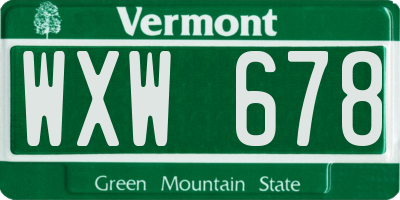 VT license plate WXW678