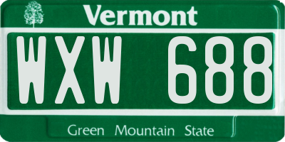 VT license plate WXW688
