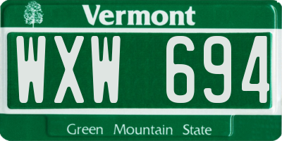 VT license plate WXW694