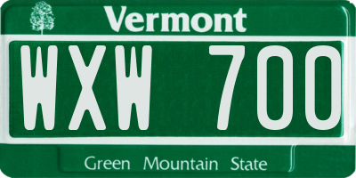 VT license plate WXW700