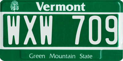 VT license plate WXW709