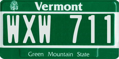 VT license plate WXW711