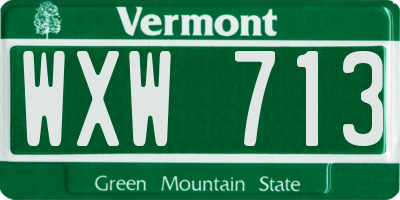VT license plate WXW713