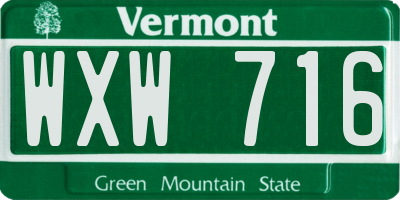 VT license plate WXW716
