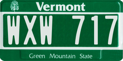 VT license plate WXW717