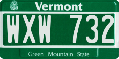 VT license plate WXW732