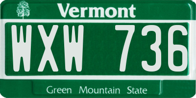 VT license plate WXW736