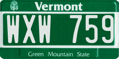 VT license plate WXW759