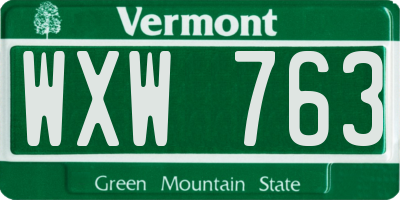 VT license plate WXW763