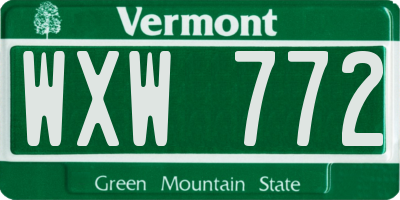 VT license plate WXW772