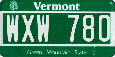VT license plate WXW780