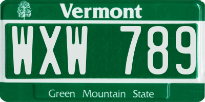 VT license plate WXW789