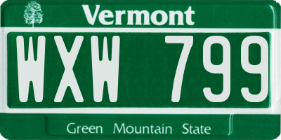 VT license plate WXW799
