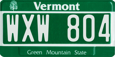 VT license plate WXW804