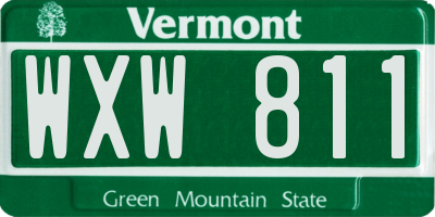 VT license plate WXW811