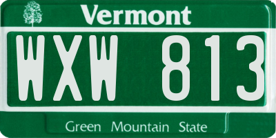 VT license plate WXW813