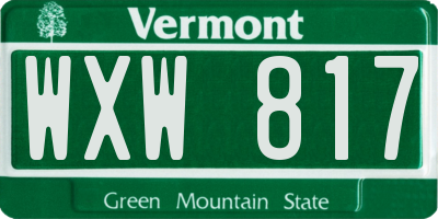 VT license plate WXW817