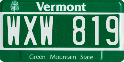 VT license plate WXW819