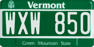 VT license plate WXW850