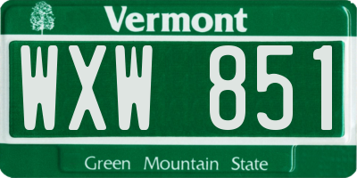 VT license plate WXW851