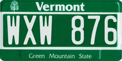 VT license plate WXW876