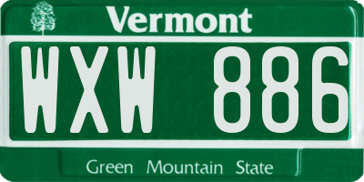 VT license plate WXW886