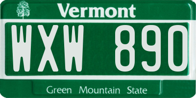 VT license plate WXW890