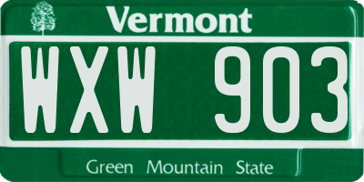 VT license plate WXW903