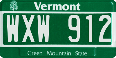 VT license plate WXW912