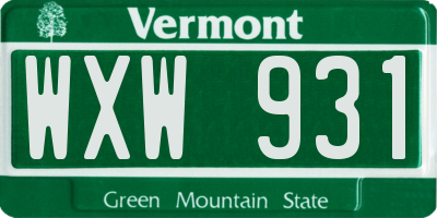 VT license plate WXW931