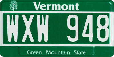 VT license plate WXW948