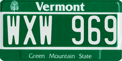 VT license plate WXW969