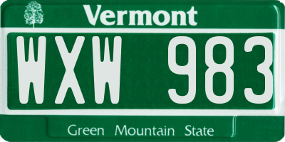 VT license plate WXW983