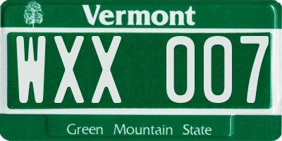 VT license plate WXX007