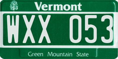 VT license plate WXX053