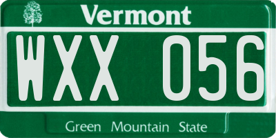 VT license plate WXX056