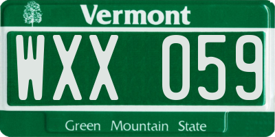 VT license plate WXX059