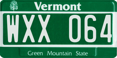 VT license plate WXX064