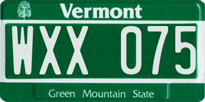 VT license plate WXX075
