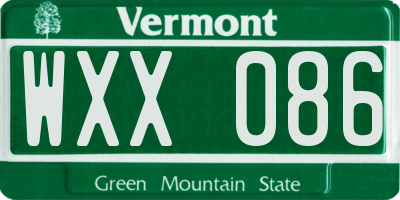 VT license plate WXX086